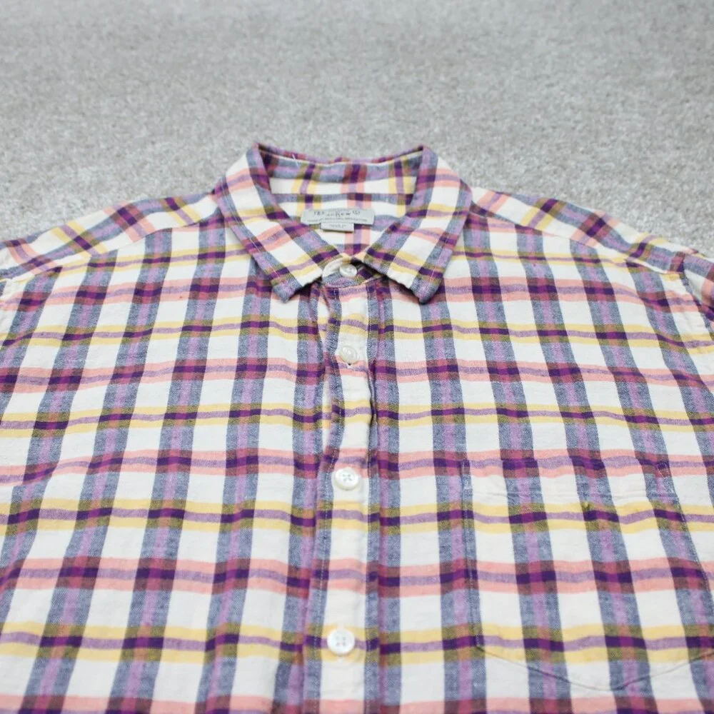 J. Crew Cotton/Linen Blend Shirt Mens‎ Large Pink/Purple/Yellow/White L/S Button